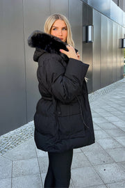 Veste d'hiver à capuche - Noir 