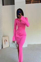 Strick Maxi Kleid - Pink - BABESFASHION® | Dress Like a Babe