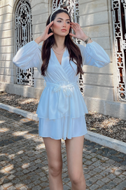 Mini Dress Wrapped with Short - White