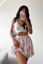 Flower Mini Skirt - White